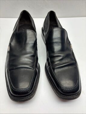 Salvatore Ferragamo Classic Black Leather Men's Slip-On Loafers, SZ 9, box 54